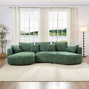 English Elm Oversized Boucle Sectional Sofa Curved 5 Seat Cloud Design with Left Chaise Lounge W876S00318