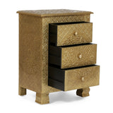 Christopher Knight Home® - Noble House - Upson Handcrafted Boho 3 Drawer Nightstand, Gold