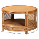 bali & pari Louis Modern Bohemian Natural Brown Rattan Coffee Table