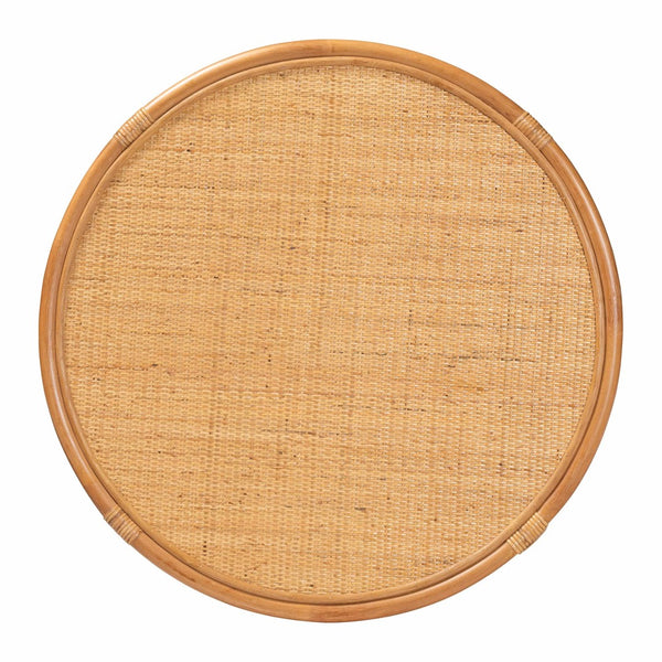 Baxton Studio bali Bali Handcrafted Rattan Coffee Table - Bohemian Round Design with Open Storage for Tropical Charm Auro-Light Honey Rattan-CT