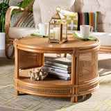 bali & pari Louis Modern Bohemian Natural Brown Rattan Coffee Table