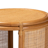 bali & pari Louis Modern Bohemian Natural Brown Rattan End Table