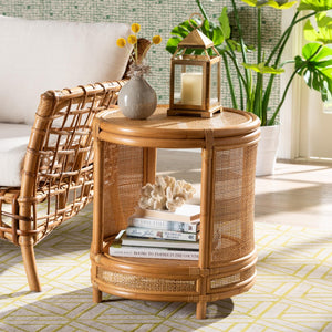 Baxton Studio bali Bali Modern Bohemian Natural Rattan End Table - Handcrafted Island-Inspired Decor for Your Home Louis-Light Honey Rattan-ET