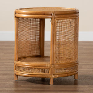 Baxton Studio bali Bali Modern Bohemian Natural Rattan End Table - Handcrafted Island-Inspired Decor for Your Home Louis-Light Honey Rattan-ET