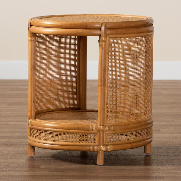 Baxton Studio bali Bali Modern Bohemian Natural Rattan End Table - Handcrafted Island-Inspired Decor for Your Home Louis-Light Honey Rattan-ET