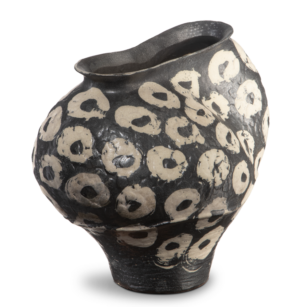 Japonesque Bowl - Handmade Black Porcelain Art Piece with Unique Swirling Brushstrokes Design