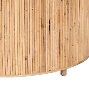Baxton Studio bali Handcrafted Bohemian Round Coffee Table in Light Honey Rattan – Unique Artisanal Design! Miami-Natural Rattan-CT