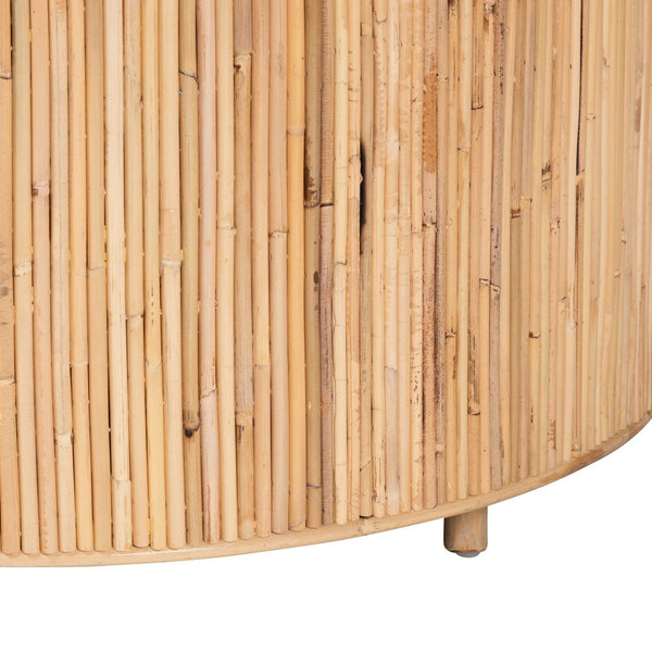 Baxton Studio bali Handcrafted Bohemian Round Coffee Table in Light Honey Rattan – Unique Artisanal Design! Miami-Natural Rattan-CT