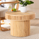 bali & pari Iryna Modern Bohemian Natural Rattan End Table