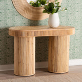 bali & pari Iryna Modern Bohemian Natural Rattan Console Table