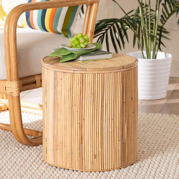 Baxton Studio bali Milagra Modern Bohemian Natural Rattan End Table – Stylish Accent for Any Room & Functionality Misisipi-Natural Rattan-ET