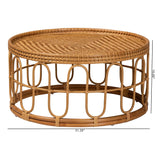 bali & pari Phoenix Modern Bohemian Light Honey Rattan Coffee Table