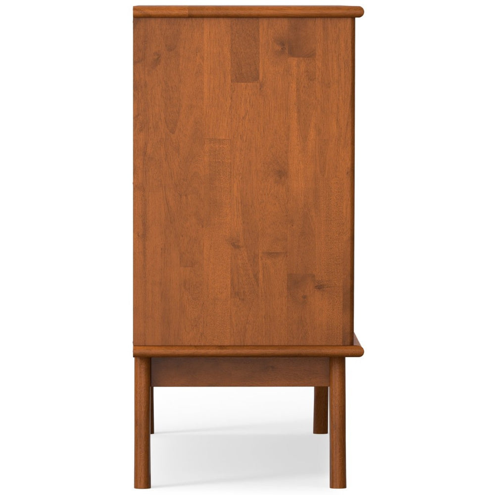 English Elm Draper Solid Rubberwood Sideboard with Brass Hardware and Tapered Legs for Dining Rooms B136P439022