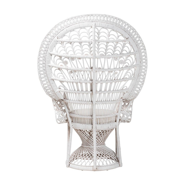 Baxton Studio bali Kallima Modern Bohemian Peacock Chair - Handcrafted Rattan Accent Chair for Stylish Living Spaces WS042-Solid White Rattan-CC