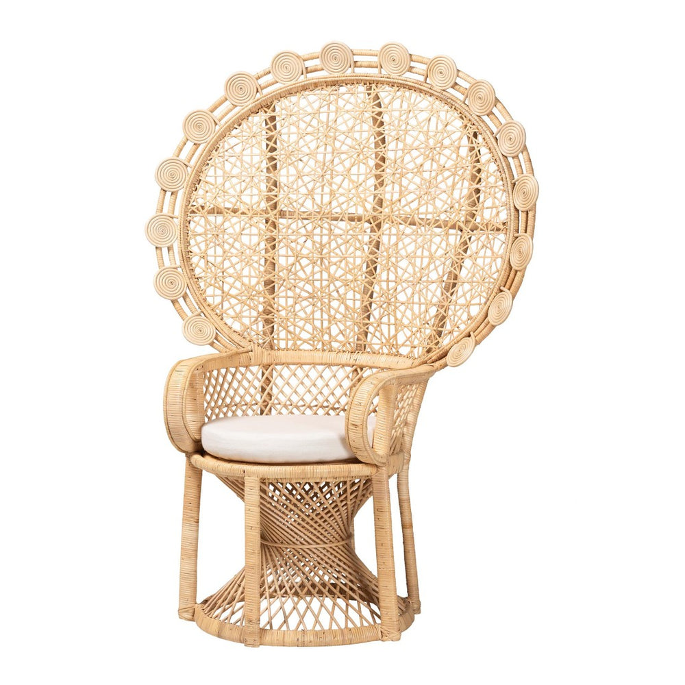 Baxton Studio bali Hecate Handcrafted Bohemian Rattan Peacock Chair – Modern Accent for Stylish Living Spaces WS043-Natural Rattan-CC