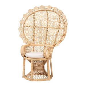 Baxton Studio bali Hecate Handcrafted Bohemian Rattan Peacock Chair – Modern Accent for Stylish Living Spaces WS043-Natural Rattan-CC