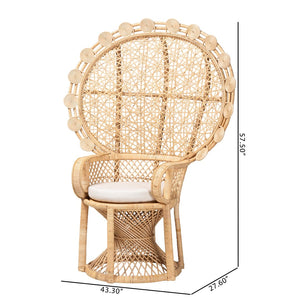 Baxton Studio bali Hecate Handcrafted Bohemian Rattan Peacock Chair – Modern Accent for Stylish Living Spaces WS043-Natural Rattan-CC