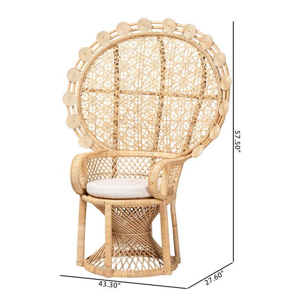 Baxton Studio bali Hecate Handcrafted Bohemian Rattan Peacock Chair – Modern Accent for Stylish Living Spaces WS043-Natural Rattan-CC