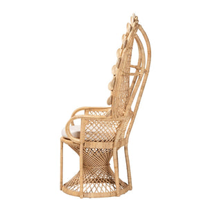 Baxton Studio bali Hecate Handcrafted Bohemian Rattan Peacock Chair – Modern Accent for Stylish Living Spaces WS043-Natural Rattan-CC