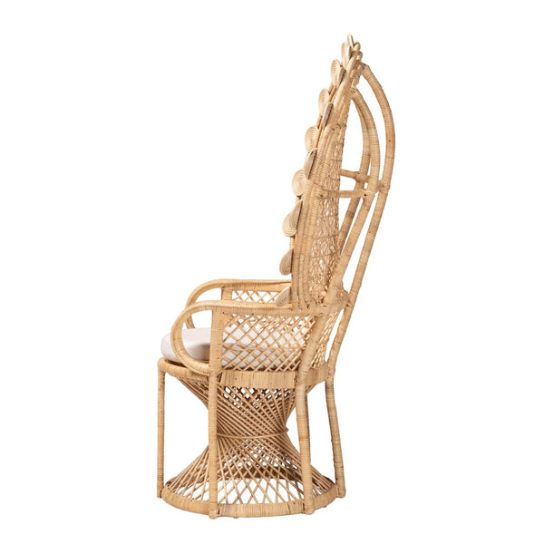 Baxton Studio bali Hecate Handcrafted Bohemian Rattan Peacock Chair – Modern Accent for Stylish Living Spaces WS043-Natural Rattan-CC