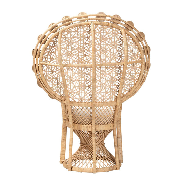 Baxton Studio bali Hecate Handcrafted Bohemian Rattan Peacock Chair – Modern Accent for Stylish Living Spaces WS043-Natural Rattan-CC
