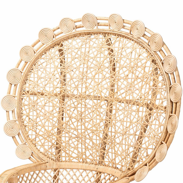Baxton Studio bali Hecate Handcrafted Bohemian Rattan Peacock Chair – Modern Accent for Stylish Living Spaces WS043-Natural Rattan-CC