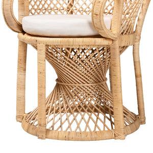 Baxton Studio bali Hecate Handcrafted Bohemian Rattan Peacock Chair – Modern Accent for Stylish Living Spaces WS043-Natural Rattan-CC