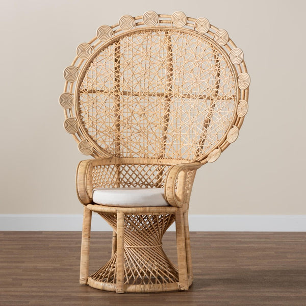 Baxton Studio bali Hecate Handcrafted Bohemian Rattan Peacock Chair – Modern Accent for Stylish Living Spaces WS043-Natural Rattan-CC