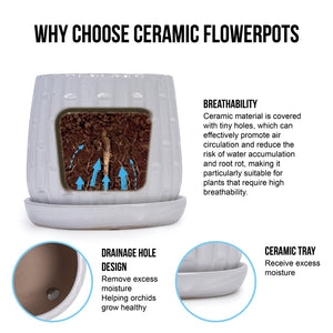 English Elm Set Of 2 Elegant White Ceramic Planters - Modern 7" Flowerpots For Indoor & Outdoor Decor W3273P322304-GIGA