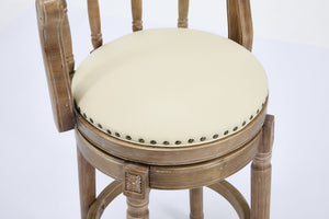 English Elm Bar Stools 29.5'' Leather Swivel Seat Beige - Durable Hardwood Frame For Kitchen And Home Bar Use W2195P290195