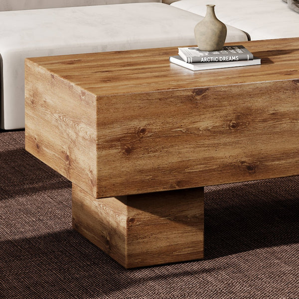 English Elm This modern rectangular coffee table with wood texture MDF, 300 lb capacity, easy 10-15 min assembly W1151P271517