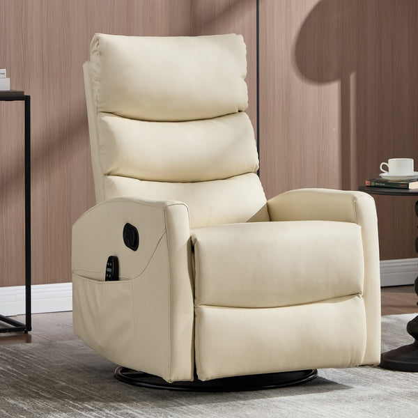 English Elm Heat Massage Rocker Swivel Recliner with 8 Vibration Nodes Fabric Living Room W3224P357578