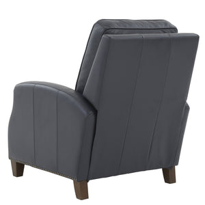 English Elm Jack Midnight Blue Faux Leather Recliner Chair with Nailhead Trim, Tapered Wood Legs, High-Density Foam Comfort B050P229965