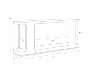 Sunpan HERCULES Console Table - Sculptural Design with Reclaimed Oak, Perfect for Entryways and Living Rooms Honey Grey 112530