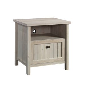 English Elm Night Stand - Stylish Gray Finish, Compact Design With Drawer & Shelf For Organized Bedroom Storage B356P402791