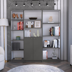 English Elm Poole 3 Piece Home Bookcase Set — 67" Wide, 12 Shelves & Two-Door Cabinet for Stylish Storage Gray+White Matte,Multicolor 41 L x 28 W x 5 H B070S00262