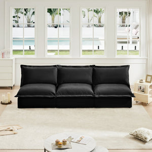 English Elm Modern Chenille Modular Sofa Deep Seat High Back Armless Sectional for Living Room Black W3041S00118