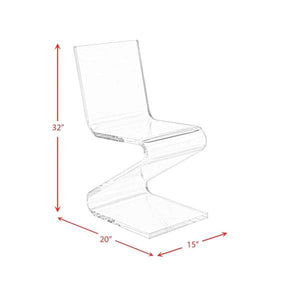 English Elm Iris Black Acrylic Z-Chair — Modern Glam Solid Seat & Back, Sleek Z-Design Accent Seating for Home 94 B2740P368964