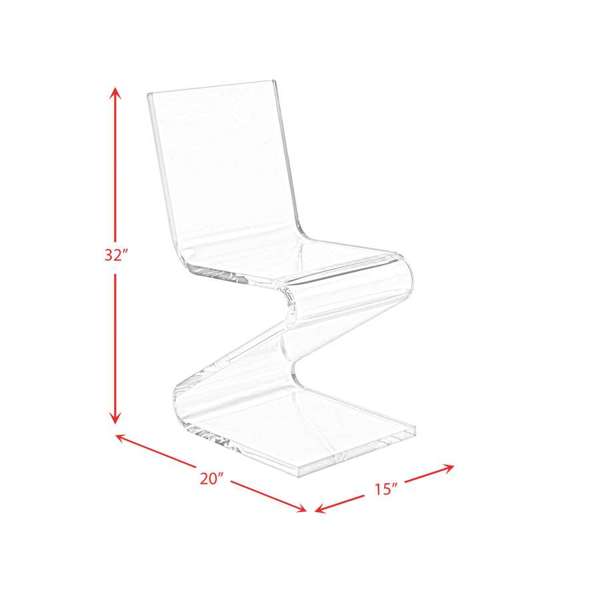 English Elm Iris Black Acrylic Z-Chair — Modern Glam Solid Seat & Back, Sleek Z-Design Accent Seating for Home 94 B2740P368964