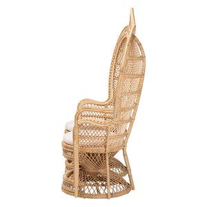 Baxton Studio bali Handcrafted Two-Seater Peacock Chair - Modern Bohemian Natural Rattan Accent with Cushions WS044-Natural Rattan-CC