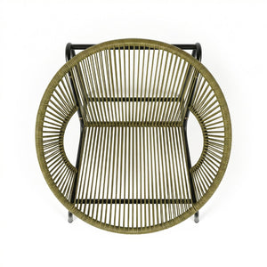 English Elm Nusa Outdoor Pe Rattan Patio Chairs with Iron Frame Airy Oval Weave Set of 2 Green N775P422987G