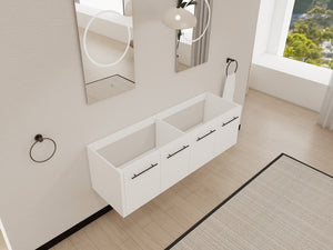 English Elm 60 Inch Wall-mounted Bathroom Vanity Cabinet with Soft-Close Doors, Eco Plywood, Scratch & Water-Resistant Finish Glossy White W999P208036