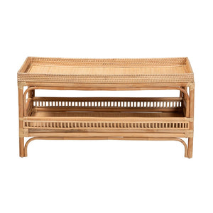 Baxton Studio bali Lombok Modern Bohemian Rattan Coffee Table - Coastal Style with Storage & Elegance, Fully Assembled Lombok-Natural Rattan-CT