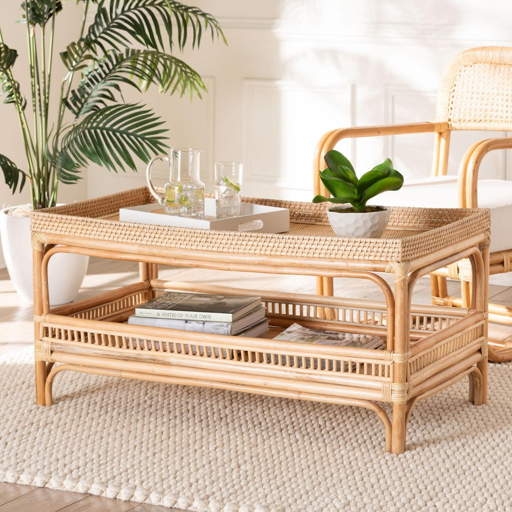 bali & pari Lombok Modern Bohemian Natural Rattan Coffee Table ...