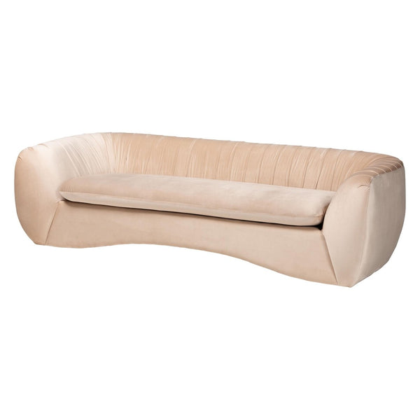 Baxton Studio Baxton Adanna Luxe Champagne Beige Velvet Sofa - Glamorous Design with Plush Comfort & Style TSF-7019-Beige Velvet-Sofa