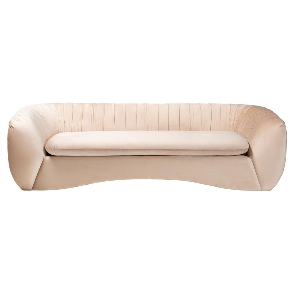 Baxton Studio Baxton Adanna Luxe Champagne Beige Velvet Sofa - Glamorous Design with Plush Comfort & Style TSF-7019-Beige Velvet-Sofa