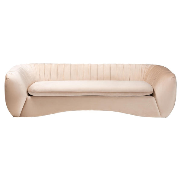 Baxton Studio Baxton Adanna Luxe Champagne Beige Velvet Sofa - Glamorous Design with Plush Comfort & Style TSF-7019-Beige Velvet-Sofa