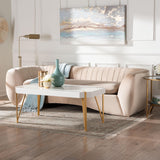 Baxton Studio Adanna Glam and Luxe Champagne Beige Velvet Fabric Sofa