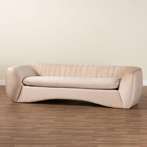 Baxton Studio Baxton Adanna Luxe Champagne Beige Velvet Sofa - Glamorous Design with Plush Comfort & Style TSF-7019-Beige Velvet-Sofa