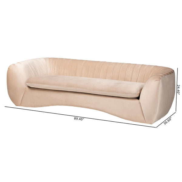 Baxton Studio Baxton Adanna Luxe Champagne Beige Velvet Sofa - Glamorous Design with Plush Comfort & Style TSF-7019-Beige Velvet-Sofa